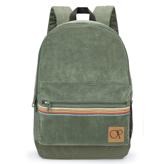 Ocean Pacific OG Corduroy Backpack for Travel, Waterproof College Fits 15.6” Laptop, Adults, Olive