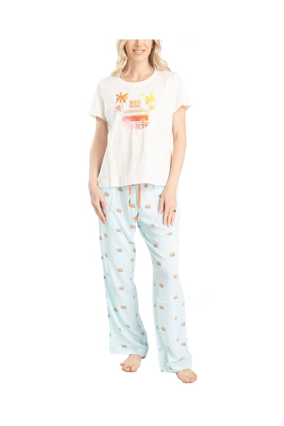 Women's Vibes Pajama Pant Set, Luv Bus, Large