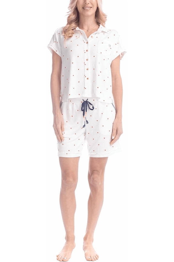 WHITE HEART Summer Lovin' Pajama Top & Shorts Set, US Large
