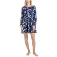 thumbnail image 1 of Ocean Pacific Waves for Days Long Sleeve Tiered Dress, Lounge Set, Navy Tie Dye, M, 1 of 7
