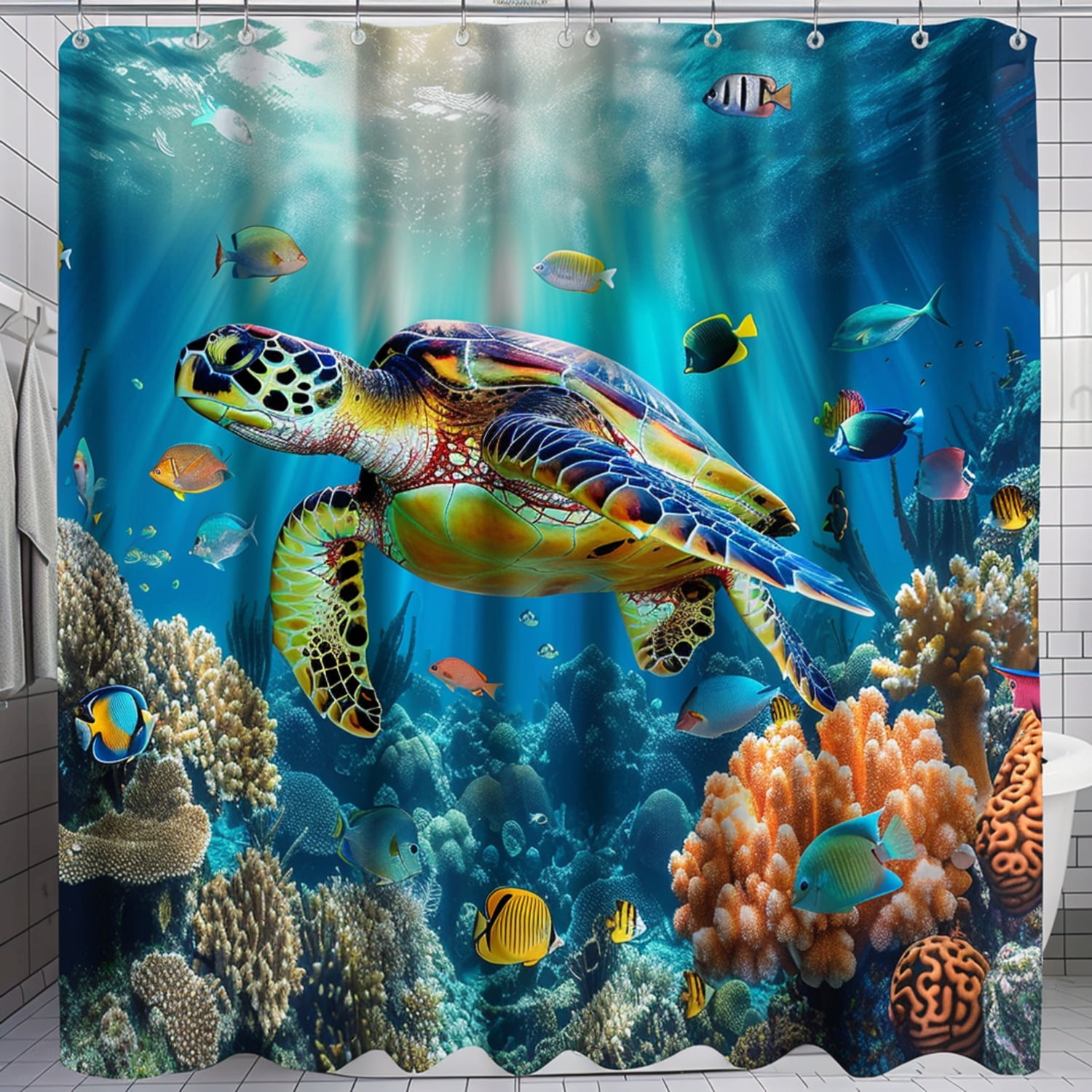 Ocean Paradise Shower Curtain Dive into Serenity with Stunning Sea
