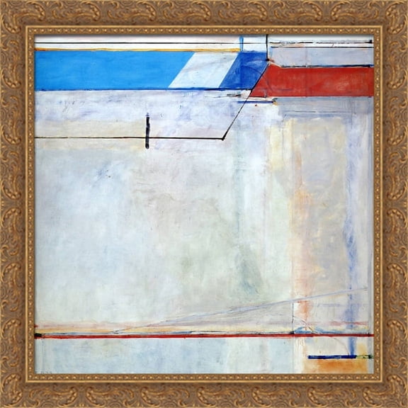 Ocean Park No. 63 28x28 Large Gold Ornate Wood Framed Canvas Art by Richard Diebenkorn