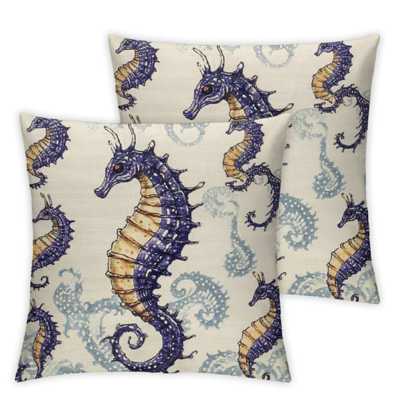 Ocean Park Theme Decorative Throw Pillow Covers Marine Animal Starfish Coral Conch Octopus Vintage Coastal Beach Sea Animals Decor Cushion Cases for Home Couch Sofa