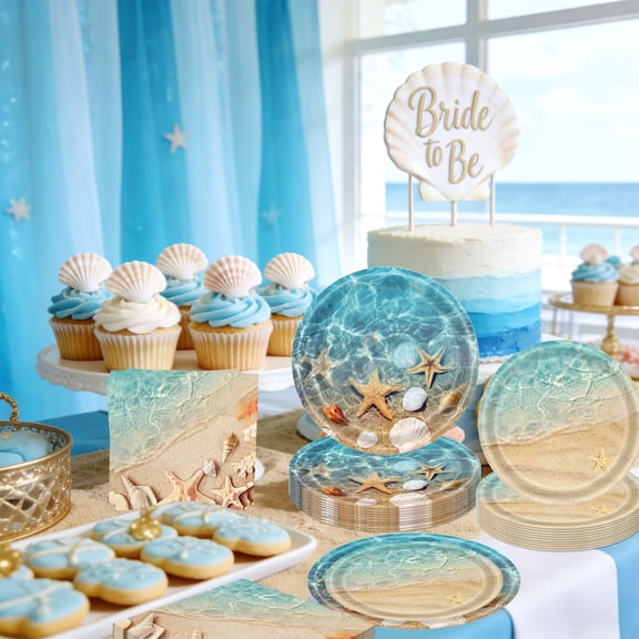 Ocean Party Paper Plates Set - Realistic Beach & Sea Design for Summer Beach Weddings, Pool Parties & Celebrations