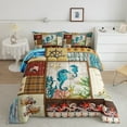 thumbnail image 1 of Ocean Patchwork Comforter Set ,Starfish Sea Shell Bedding Set Queen,Vintage Anchor Coral Bedding Comforter Sets,Rustic Lattice Sealife Duvet Insert with 2 Pillowcases Lightweight, 1 of 5