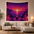 thumbnail image 1 of Ocean Patio with Lounge Chairs and Candle Lanterns, Serene Coastal Style for Ocean Lovers, Tropical Wall Art, Housewarming Gift, Tapestry Wall Hanging for Bedroom and Living Room, 1 of 7