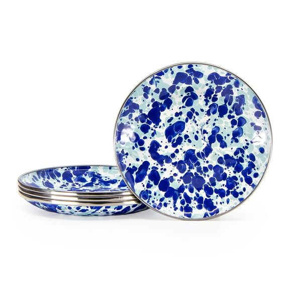 Golden Rabbit Enamelware Ocean Pattern - Set of 4 - 6 inch Appetizer Plates - Golden Rabbit Enamelware