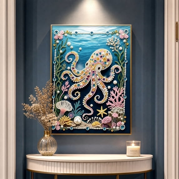 Ocean Pearl Art DIY Kit, 2026 5D Bead Painting Craft Set with Marine Design for Home Wall Decor and Creative Hobby Gift