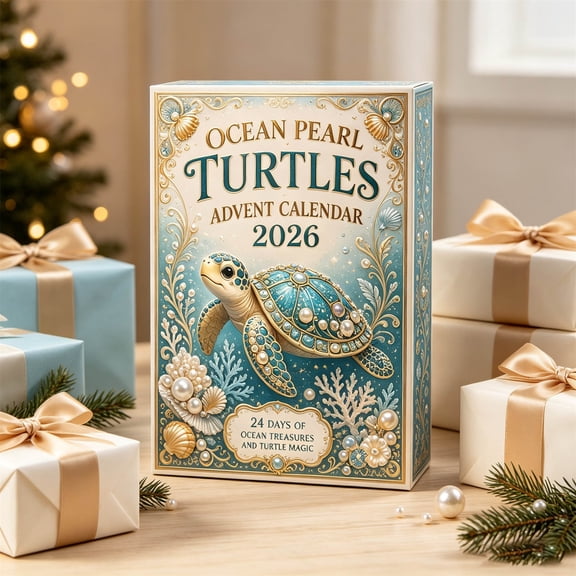 Ocean Pearl Turtles Advent Calendar 2026, 24 Days of Sea Turtle Figures with Colorful Shell Designs, Christmas Countdown Calendar with Surprise Mini Figures for Holiday Display and Gift Giving