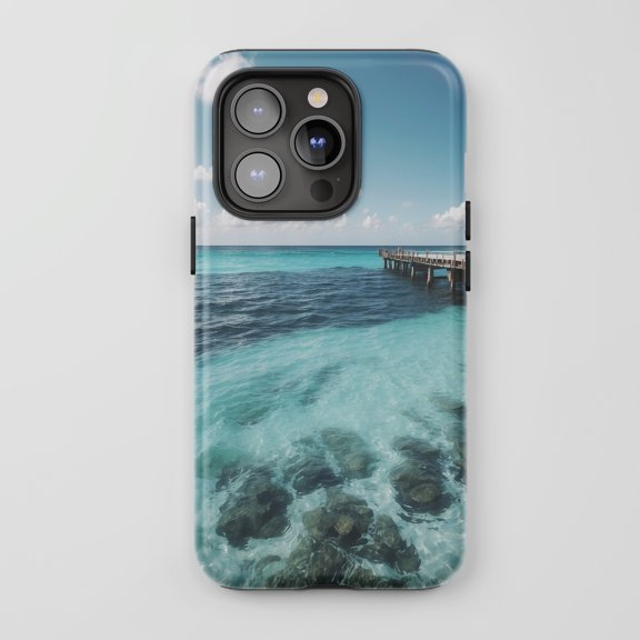 Ocean Pier For All iPhone Series Protective Phone Case Tropical Landscape Blue Teal