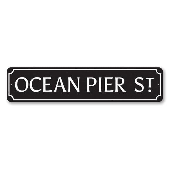 Ocean Pier St Sign, Custom Beach Street Sign, Ocean Lover Sign, Beach House Decor, Sea Home Decoration Aluminum Sign - 4x18 inches
