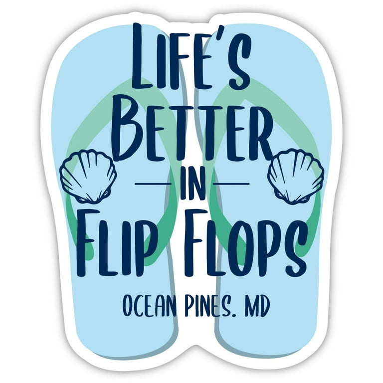Ocean Pines Maryland Souvenir 4 Inch Vinyl Decal Sticker Flip Flop Design 
