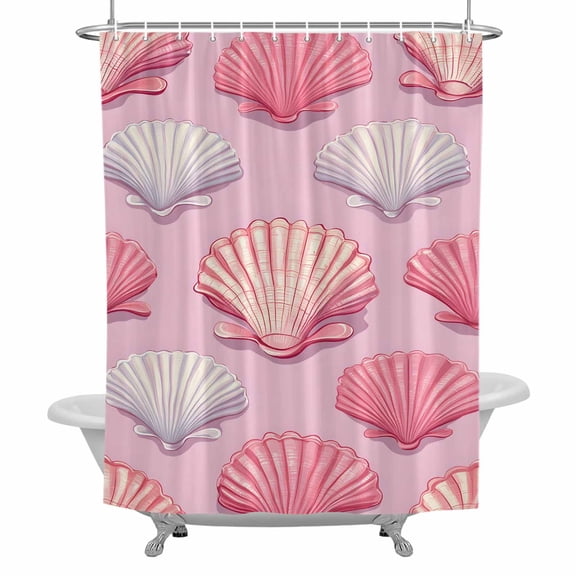 Ocean Pink Shell Bathroom Shower Curtain, Shell Pink Theme Modernisim Textrure Waterproof Washable Soft Bath Curtain for Bathtub Decor with 12 Hooks&Grommet, 54x78 Inch