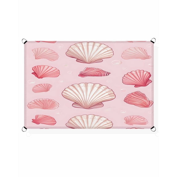 Ocean Pink Shell Sun Shade Sail 14'X18' Shells Pink Theme Modernisim Textrure UV Block Outdoor Sail Shades Breathable Waterproof Rectangular Sunshade for Patio Garden Pool Pergola Porch
