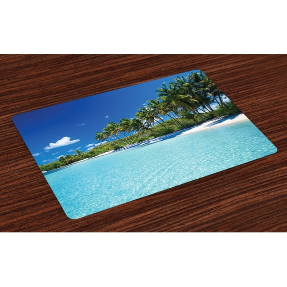 Ambesonne Sea Place Mats Set of 4, Relax Beach Resort Spa, Standard Size, Turquoise Blue Green