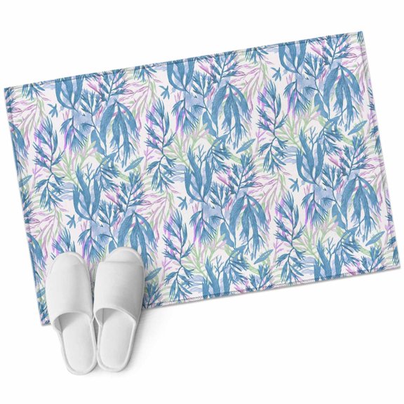 Ocean Plant Rectangle&nbsp;Area Rug&nbsp;2x3 ft Watercolor Blue Seagrass Coral Pigment Washable Rugs for Living Room, Non Slip Soft Carpet for Bedroom Entryway Dining Room
