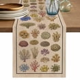 thumbnail image 1 of Ocean Plants Table Runner, Colorful Coastal Marine Coral Vintage Beige Cotton Linen Table Runners 120 Inches Long, Dresser Scarf Runner for Dining/Living Room/Kitchen/Square Tables 13''x120'', 1 of 9