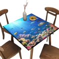thumbnail image 1 of Ocean Polyester Square Fitted Table Cloths, Marine Life Fish Waterproof Wipe Clean Table Cover, for Indoor Restaurant or Outdoor Patio Party Dining, Fit for 34'''' x 34''''Square Table, 1 of 5