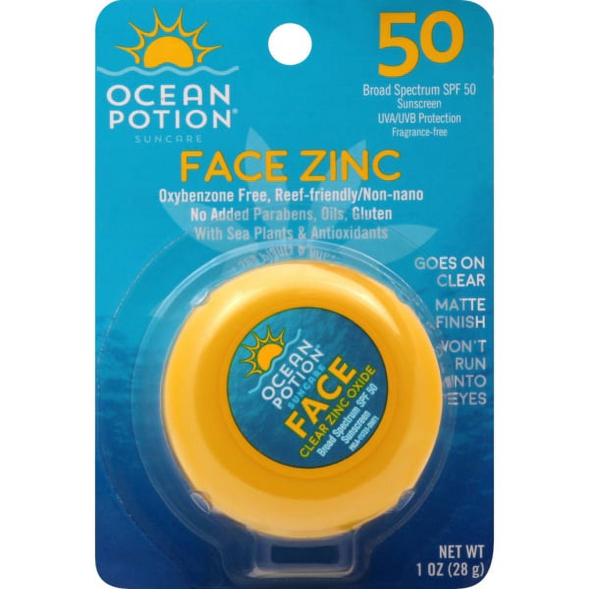 Ocean Potion Suncare Face Clear Zinc Oxide, SPF 50, 1 Oz.