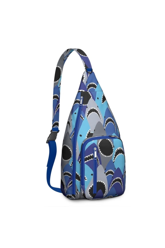 Ocean Predator Print Crossbody Pack - Great White Shark Hunting Pose Design