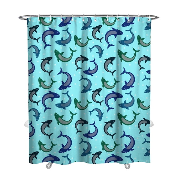 Ocean Predator Shower Curtain Liner - Shark Marine Life Water-Resistant Fabric, Washable Tropical Bathroom Decor,72x84in