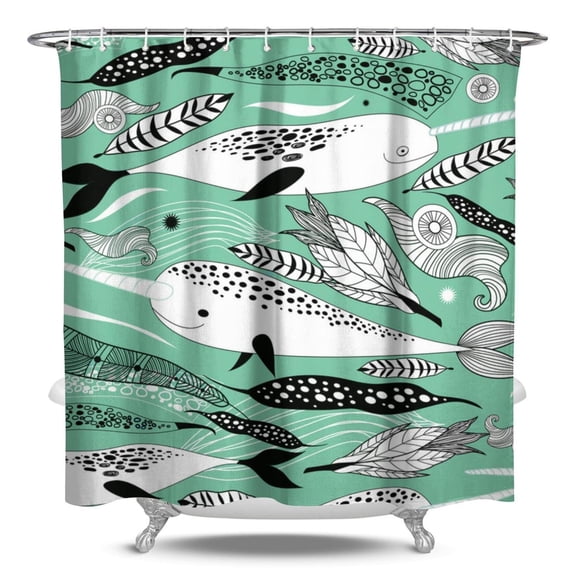 Ocean Predator Shower Curtain Liner - Shark Marine Life Water-Resistant Fabric, Washable Tropical Bathroom Decor,84x72in