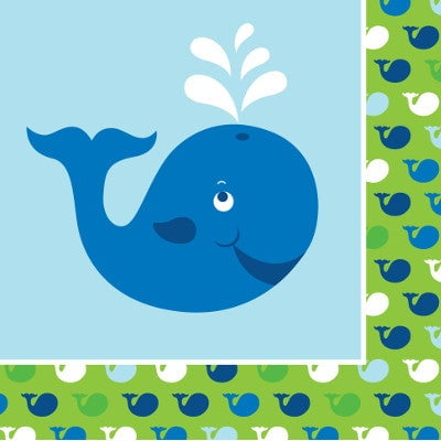 Ocean Preppy Boy Blue Whale Sea Life 1st Birthday Party Paper Luncheon Napkins