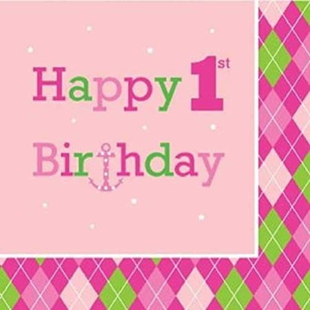 Ocean Preppy Girl Pink Whale Cute Party Paper Luncheon Napkins - 1st Birthday