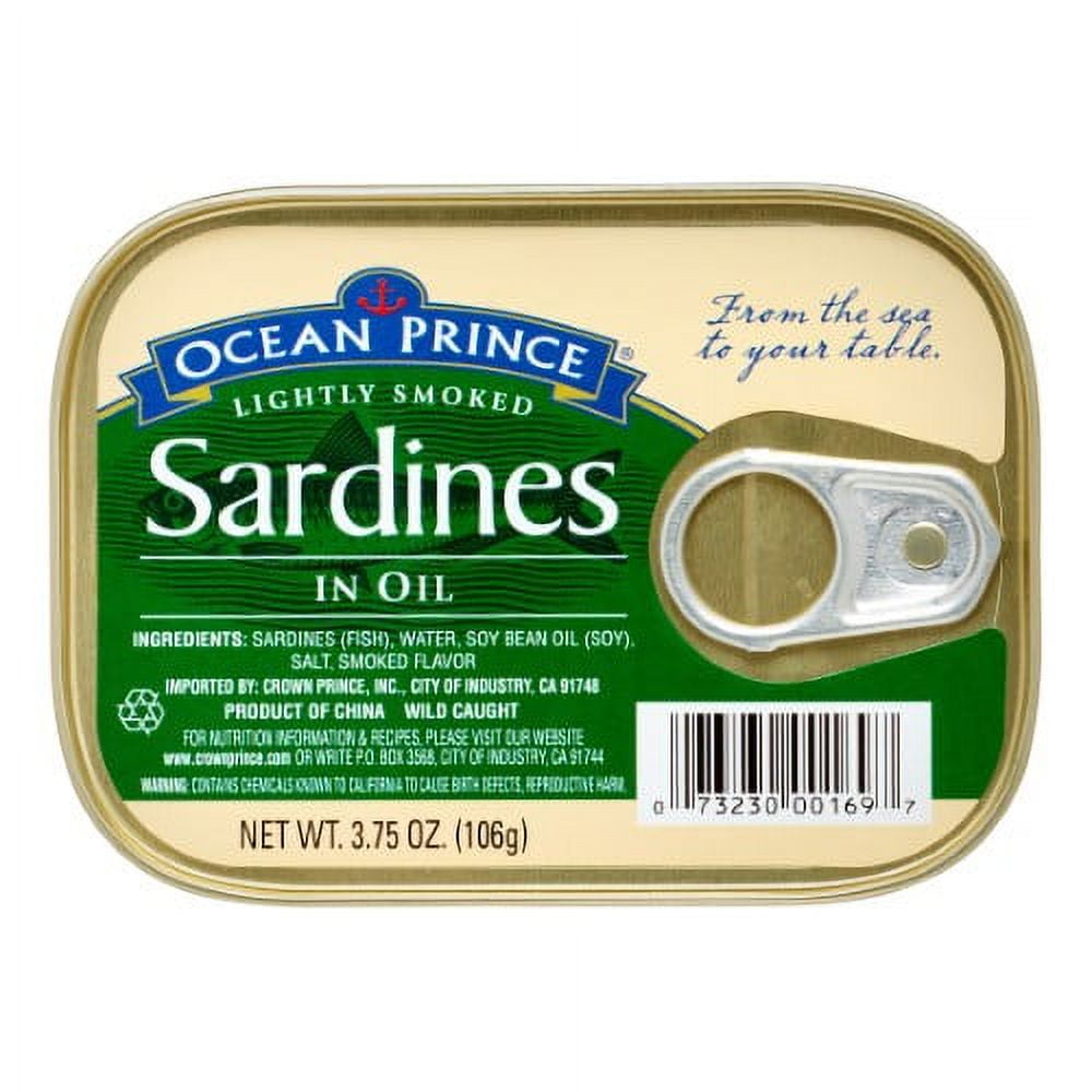 Ocean Prince Lightly Smoked Sardines in Oil 3.75 oz (Pack of 8)