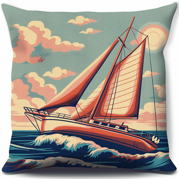 Ocean Printed Cross Stitch Pillow Case Kits , 45X45cm , Cross Stitch Kits for Kids (11 Count)
