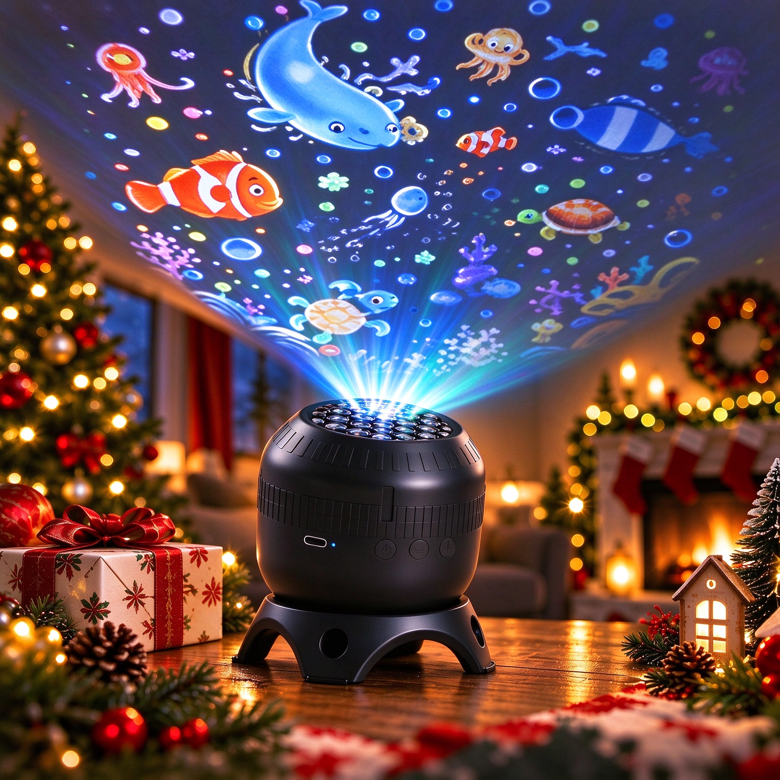 Ocean Projection Night Light with 8 Theme Patterns Type-C Powered ...