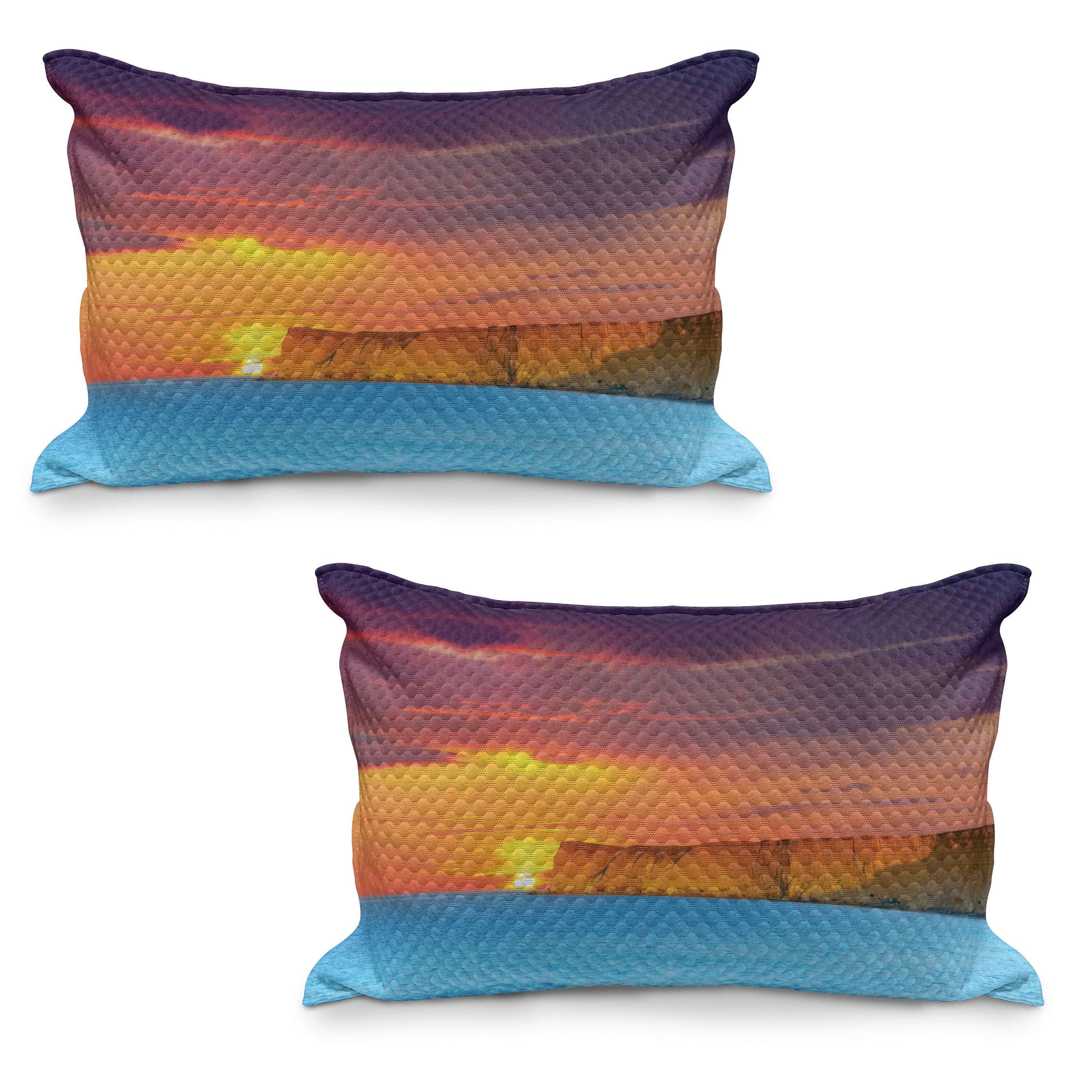 Dramatic Pillows Ocean Quilted Pillowcover Set of 2, Dramatic Sea Summer Sunset with ...