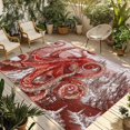 thumbnail image 1 of Ocean Red Octopus Outdoor Rug for Patio/Deck/Porch, Non-Slip Large Area Rug 5 x 8 Ft, Nautical Castle Coastal Lighthouse Indoor Outdoor Rugs Washable Area Rugs, Reversible Camping Rug Carpet Runner, 1 of 8