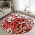 thumbnail image 1 of Ocean Red Octopus Round Area Rug 3Ft Washable Small Circle Rugs for Kitchen Entryway, Nautical Castle Coastal Lighthouse Non-Slip Carpet Floor Mats Indoor Outdoor Carpet Runner Aesthetic Home Decor, 1 of 8