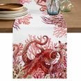 thumbnail image 1 of Ocean Red Octopus Table Runner 48 Inches, Coastal Coral Beach Nautical Starfish Bed Runner Dresser Scarves Tabletop for Indoor Outdoor Parties/Ceremony/Banquet, 13" x 48", 1 of 9