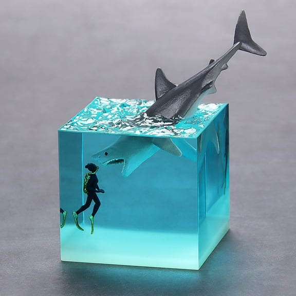 Ocean Resin 5cm Cube Whale Seat Ornament Mini Night Light Gift