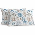 thumbnail image 1 of Ocean Retro Outdoor Pillow Covers Pack of 2 Shell Anchor Starfish Coral Nautical Blue Waterproof Throw Pillow Covers Decorative Cushion Cases for Patio Garden Tent Balcony Couch 20x12 inch, 1 of 8