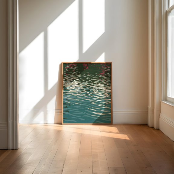 Ocean Ripple Art Waves Sparkling Sea Wall Art Water Reflection, Unframed Paper Print
