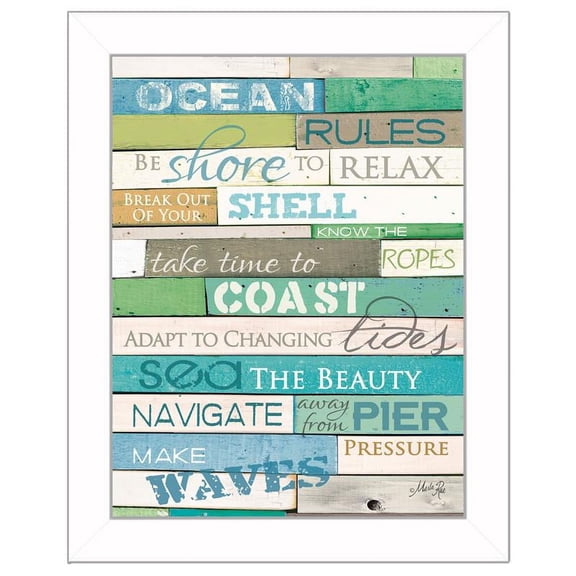 Ocean Rules By Marla Rae Printed Framed Wall Art Wood Multi-Color