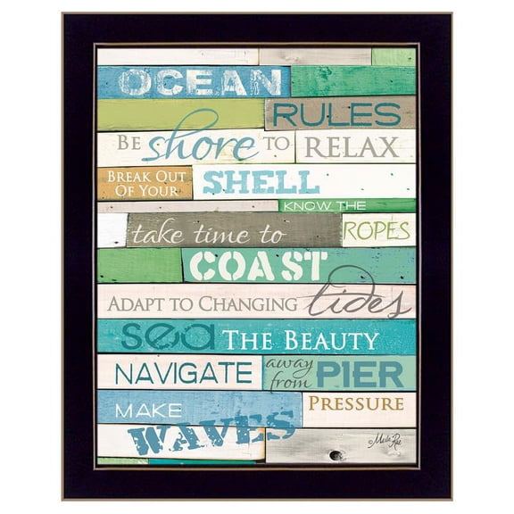 Ocean Rules By Marla Rae Printed Framed Wall Art Wood Multi-Color