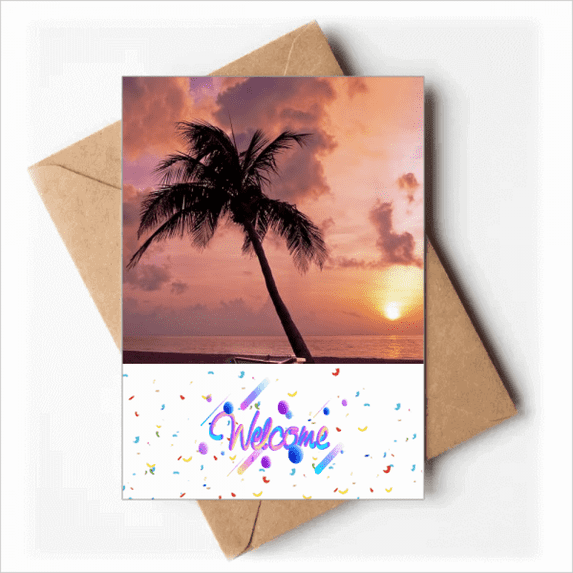 Ocean Sand Beach Boat Tree Picture Welcome Back Greeting Cards Envelopes Blank