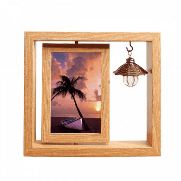 Ocean Sand Beach Boat Tree Picture Wooden Rotating Picture Photo Frame 4x6