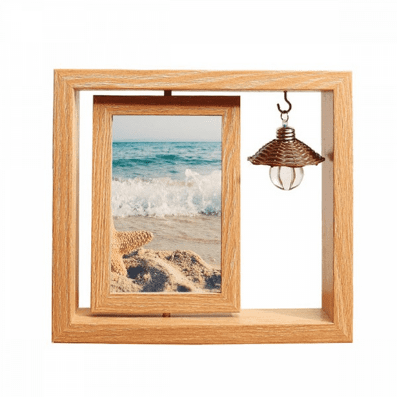 Ocean Sand Beach Starfish Sea Picture Wooden Rotating Picture Photo Frame 4x6