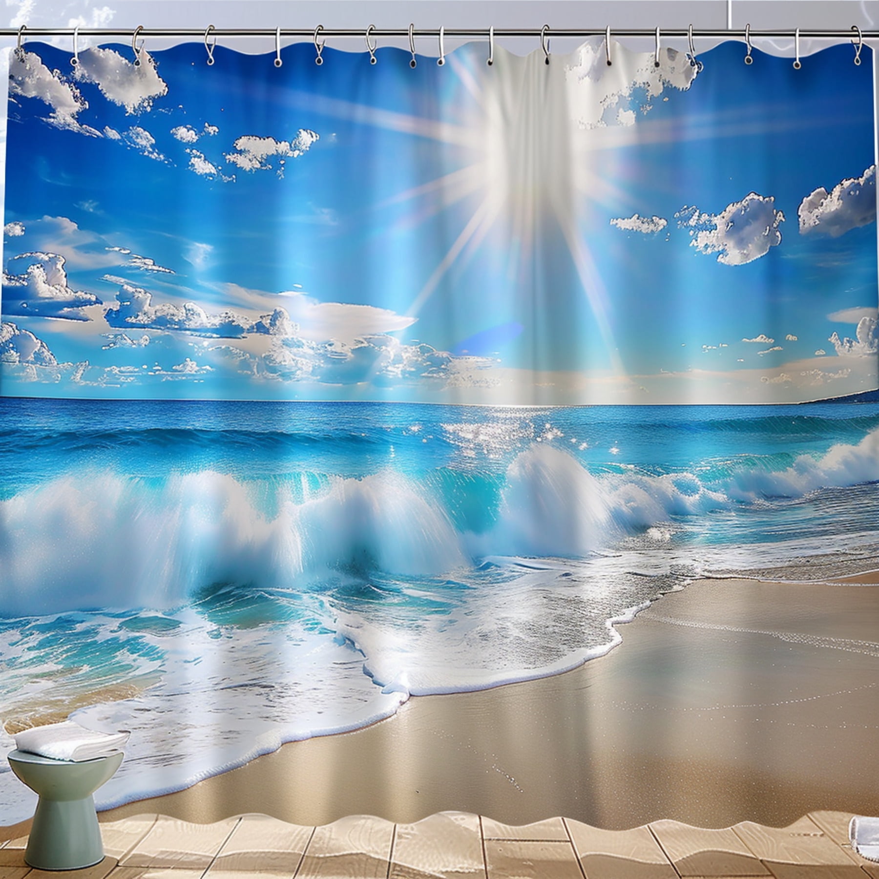Ocean Scene Shower Curtain Professional Photo Quality Stunning Coastal