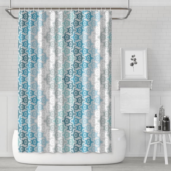 Ocean Scene Turtle Shower Curtain 72x72 Inch, Waterproof Polyester Fabric Bathroom Curtain with Hooks, Marine Life Decor for Coastal Bathroom