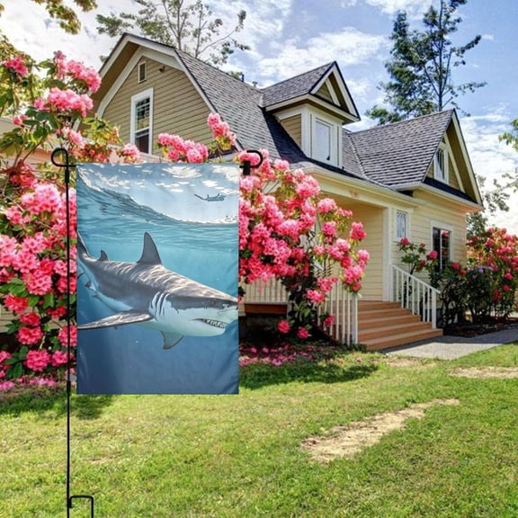 Ocean Sea Animal Shark Welcome Garden Flag 12x18 Inch Double-Sided Vertical Yard Banner No Fade Outside Flags For Party Holiday Indoor Outdoor Home Decoration