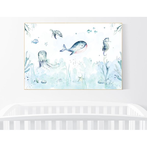 Ocean Sea Animals Artistic Decorative Design Statement Accent Interior Display Visual Wall Decor