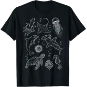 Ocean Sea Animals Vintage Whale Fish T-Shirt