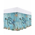 thumbnail image 1 of Ocean Sea Bed Skirt California King Size 18" Drop Turtle Starfish Undersea Blue Nautical Vintage Ruffled Wrap Around Bed Skirts Adjustable Elastic Bedskirt Dust Ruffle for California King Size Bed, 1 of 7