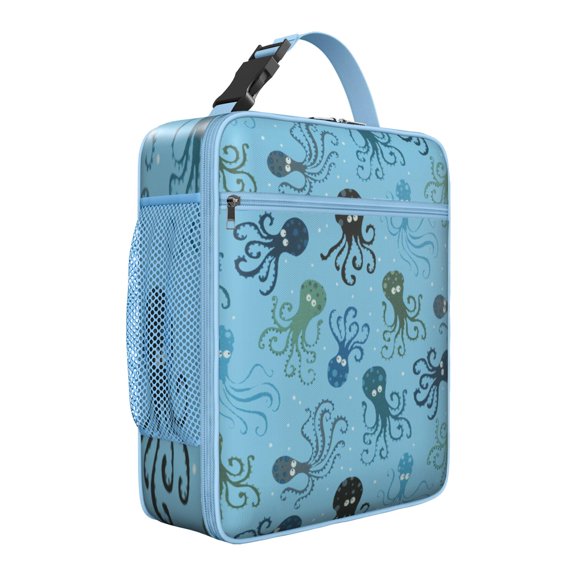 Ocean Sea Creatures Lunch Box with Octopus, Insulated Leakproof Cooler Bag for Adults - Reusable Lunch Tote for Work Commute, Beach Camping and Marine Lovers
